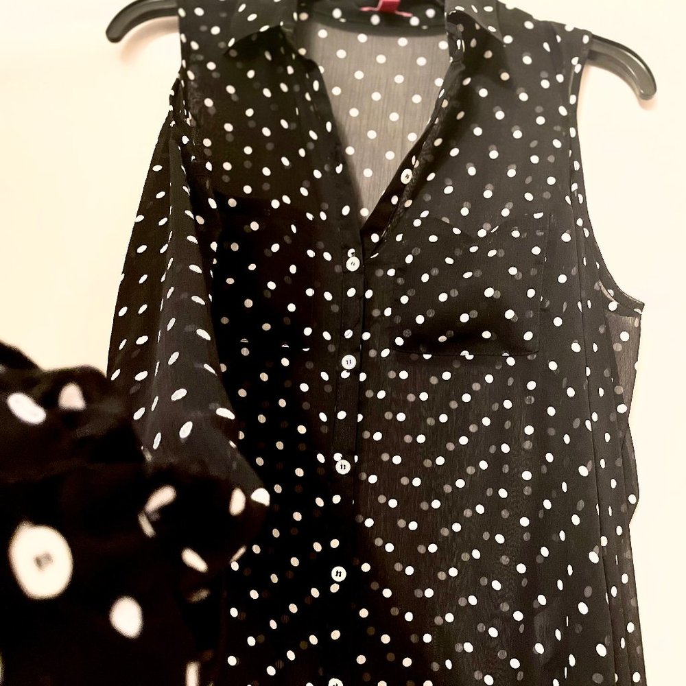 Bongo Polka Dot Sheer Drop Shoulder Top